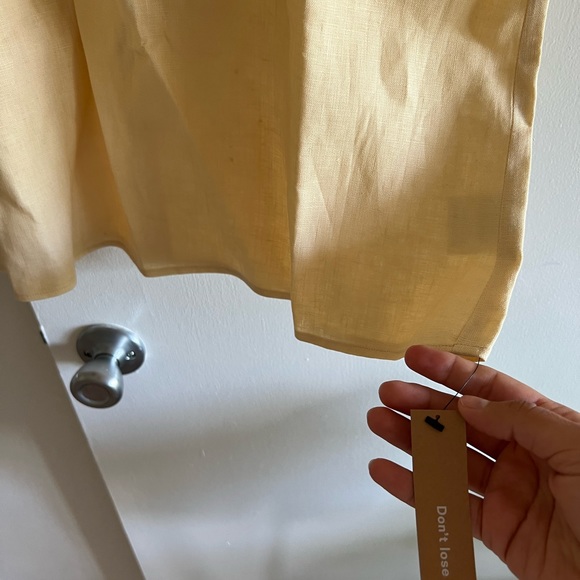 Reformation Yellow Roarke Mini Linen Sweetheart Sleeveless Parmesan color - Picture 9 of 12